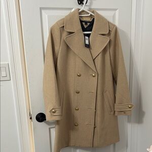 Tommy Hilfiger Tan Double-Breasted Pea Coat